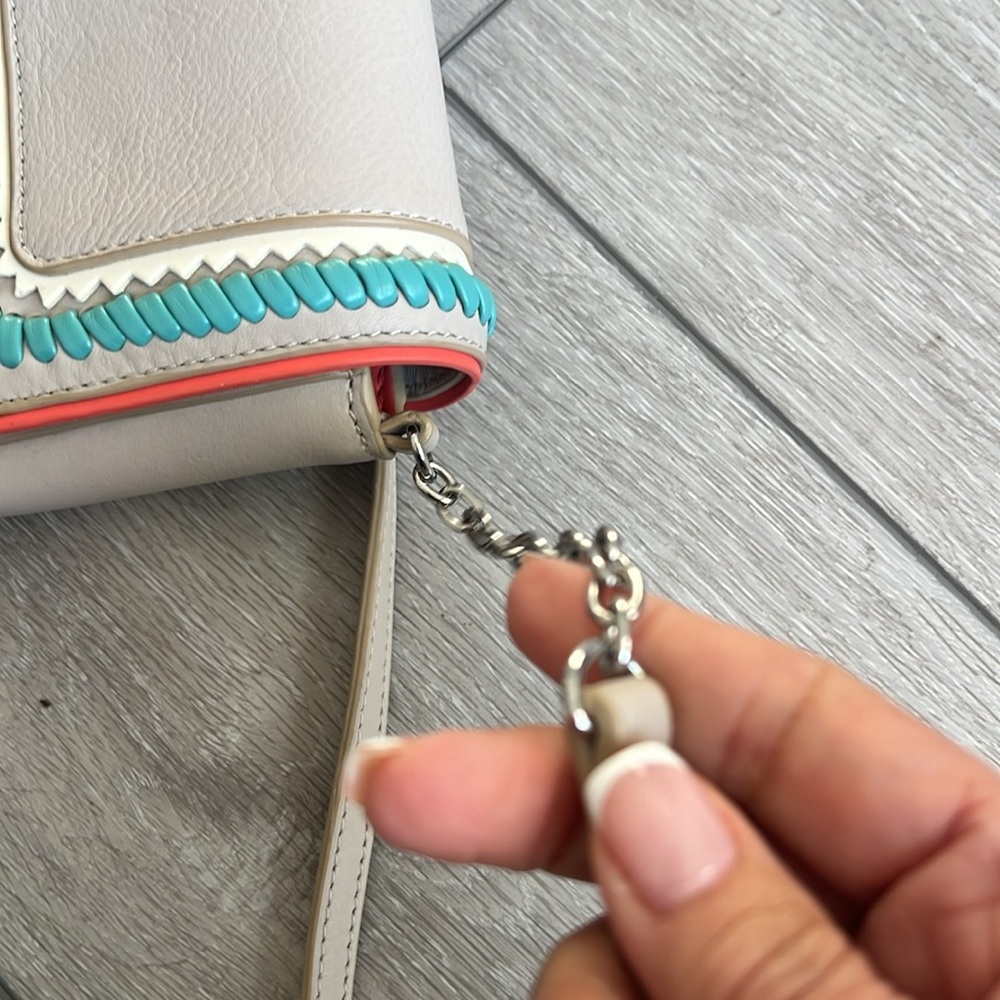 BCBG Helene style Beige and Teal crossbody Bag with chain strap - Picture 8 of 10